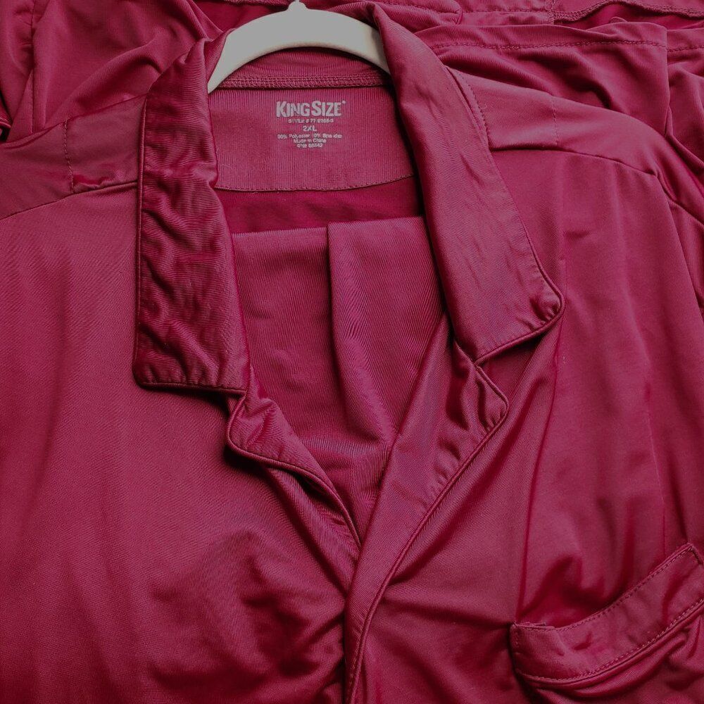 Men's Luxurious Silky Cranberry Red Pajama Set VINTAGE VIBE - 2XL KING SIZE - Picture 2 of 6